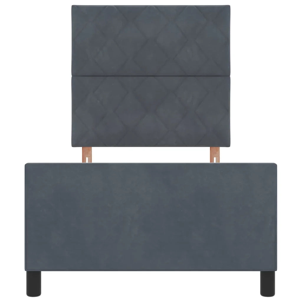 Letto a molle con testiera Grigio scuro 90 x 200 cm Velluto