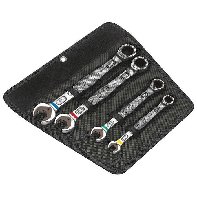 Wera 05073290001 JOKER Set di Chiavi Combinato a Cricchetto 4 Pezzi 10-13-17-19 mm con Custodia Pieghevole colore Acciaio inossidabile