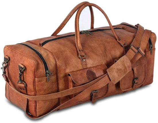 Borsa Sport per Uomo - Borsa a Weekend in Pelle - Marrone