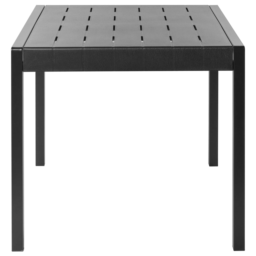 Tavolo da pranzo da giardino Telaio sintetico nero 4 posti resistente alle intemperie Patio esterno