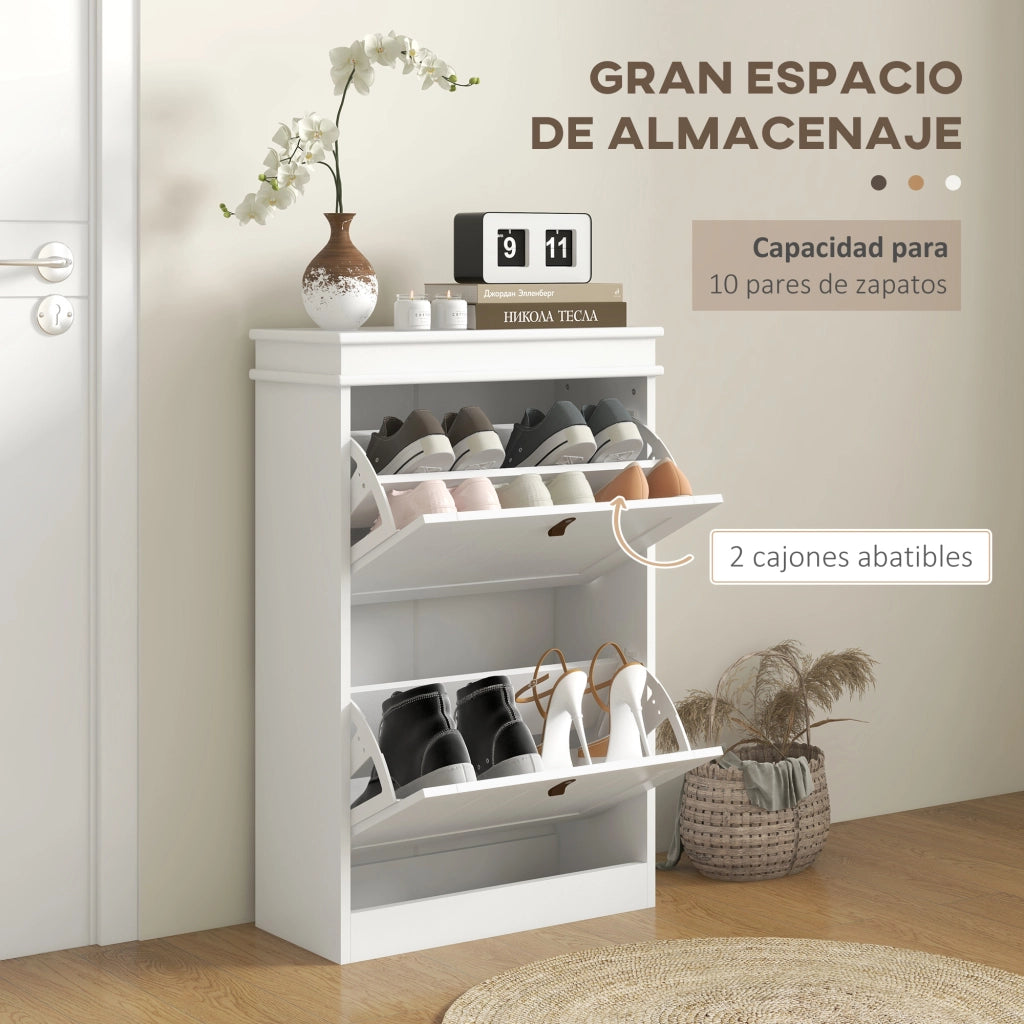 Scarpiera con Ante e Ripiani Aggiustabili ¨C zephmum ¨C Bianco 54x24x82,5 cm