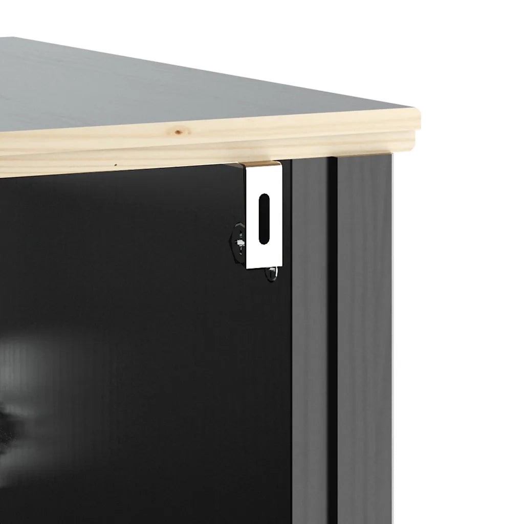 Set Mobili da Bagno | Armadio da bagno 2 pz BERG Nero in Legno Massello di Pino