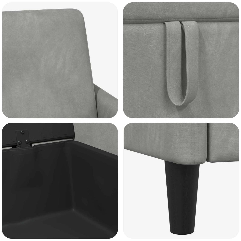 Divano con Storage Grigio Chiaro 192 x 78 x 87 cm Poliestere 42036989