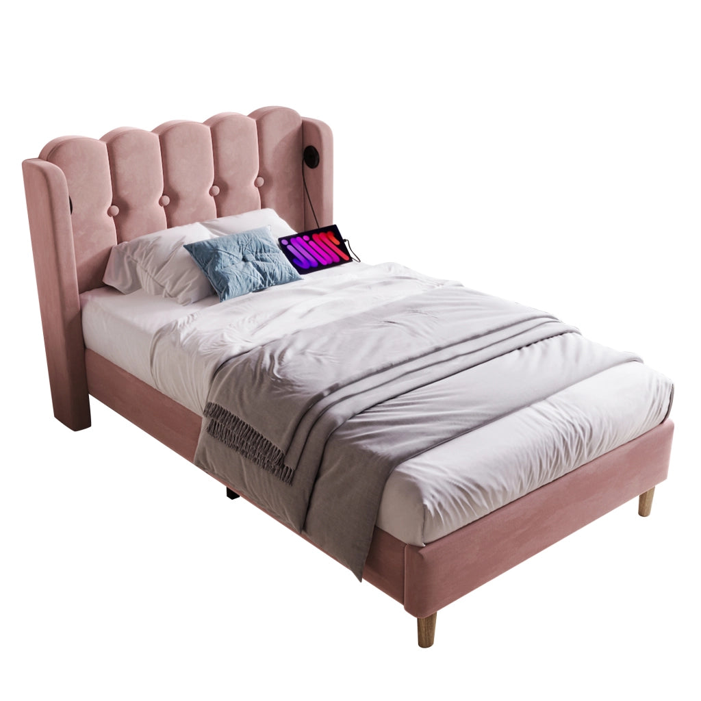 letto imbottito velluto rosa 90 x 200 cm
