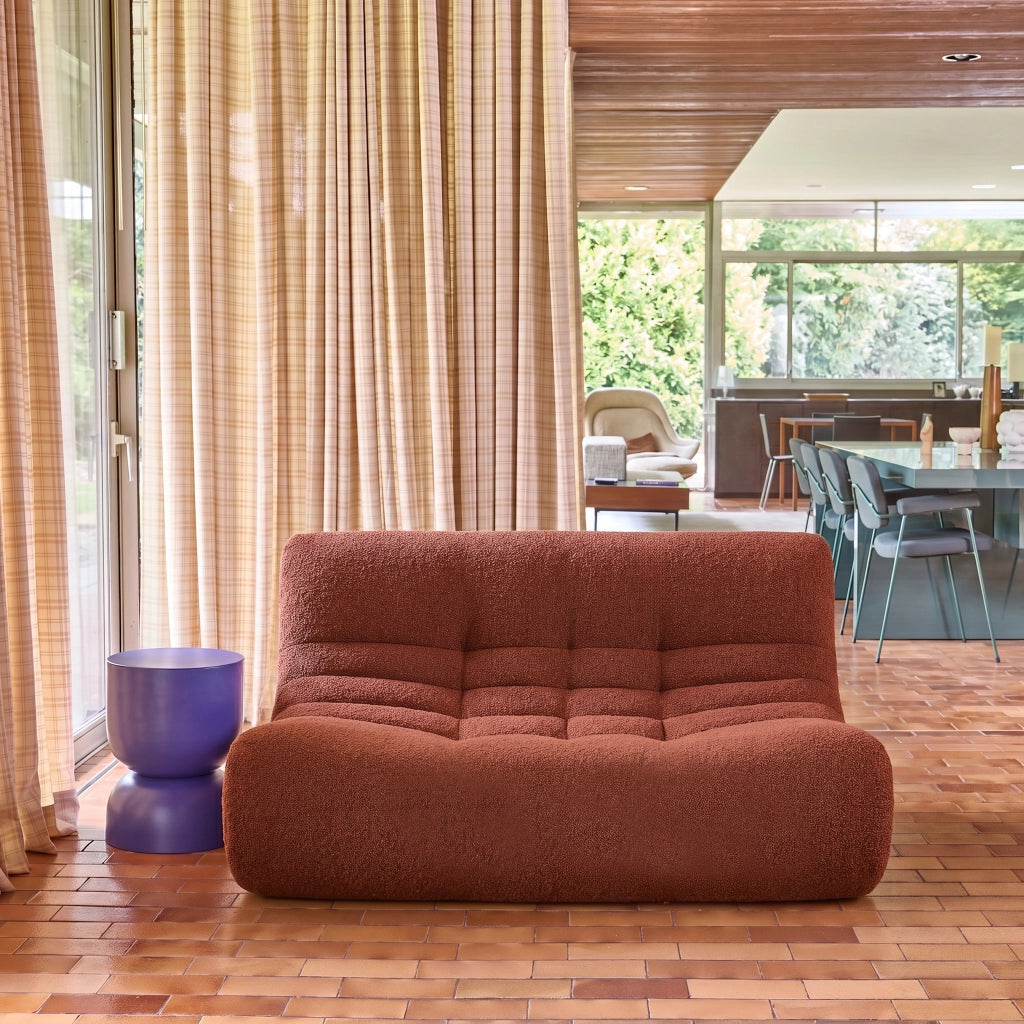 Poltrona bouclé testurizzata, 2 posti, terracotta
