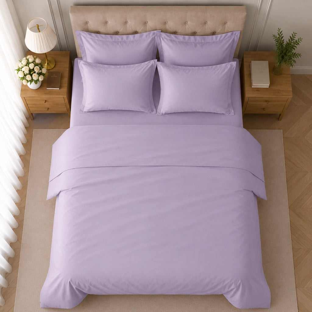 Rotihamo, set Completo Letto Singolo in Cotone, Viola Lilla