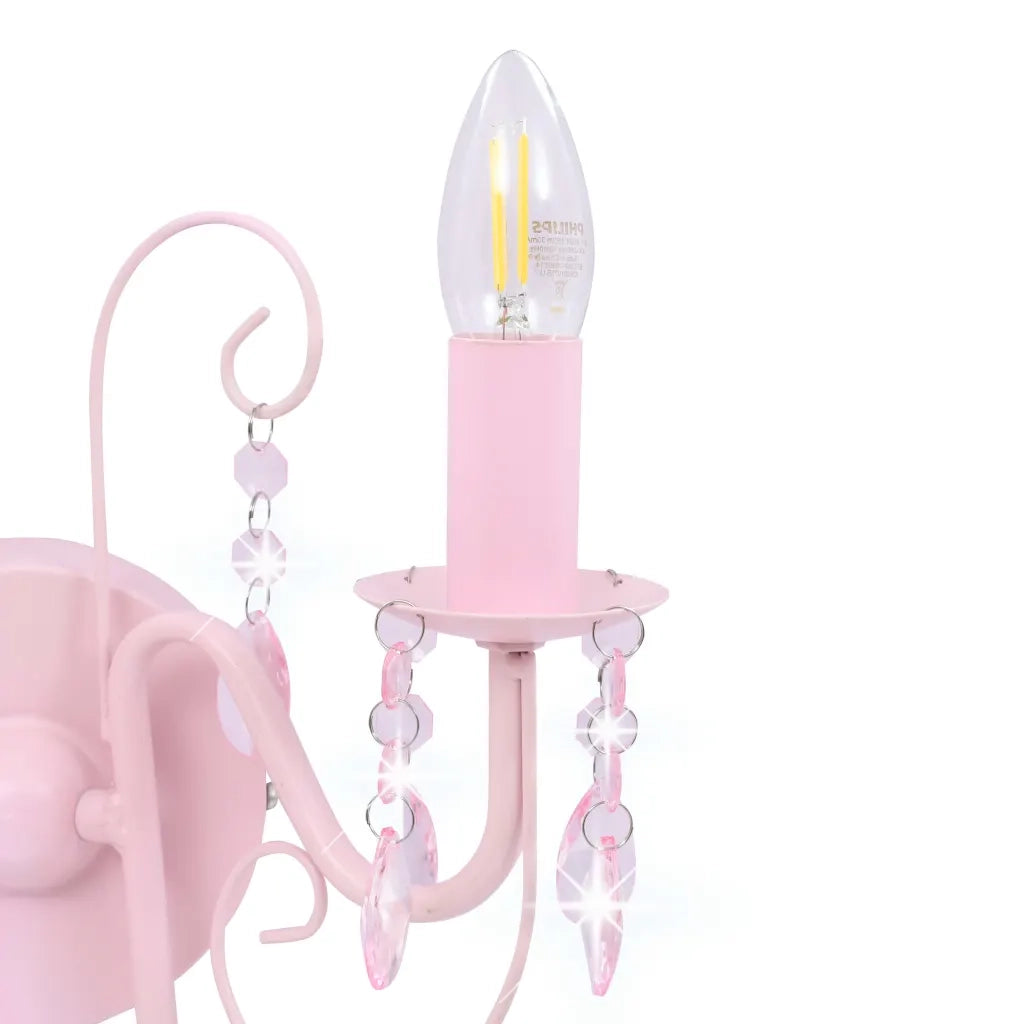 Lampada da Muro con Perle Rosa 2 Lampadine E14 281592