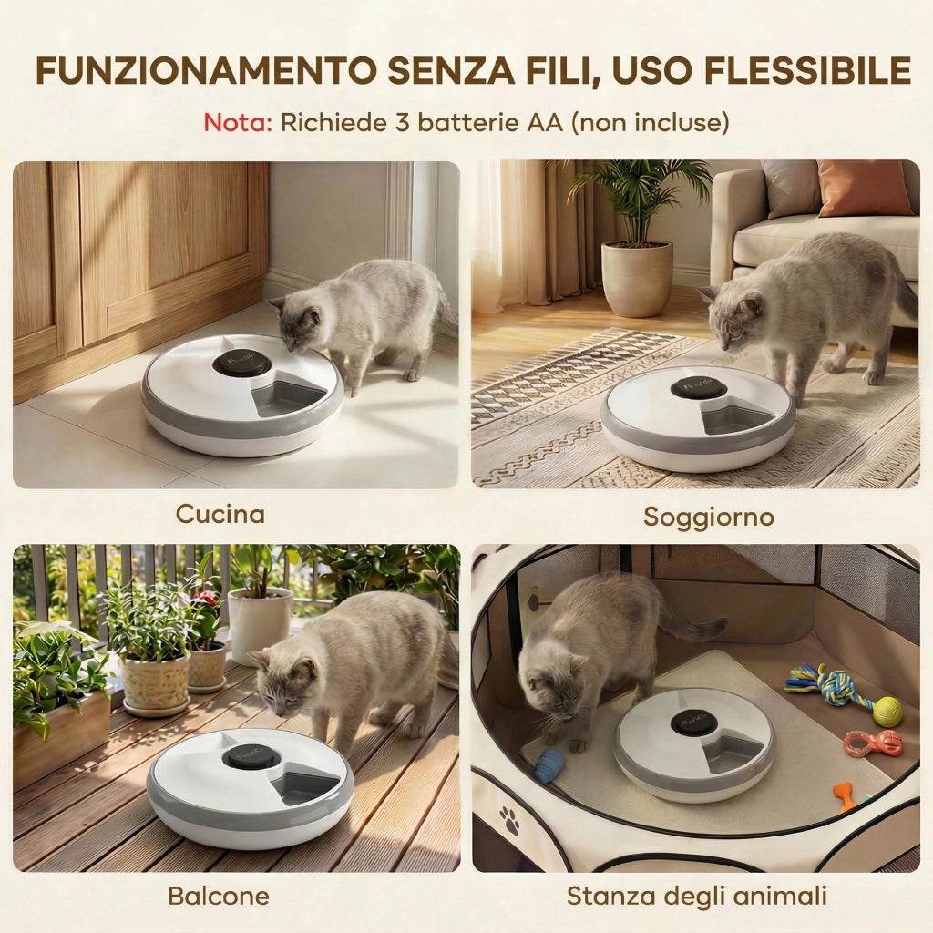 Distributore Automatico Cibo per Gatti e Cani con Timer e Display LED ¨C Minimal