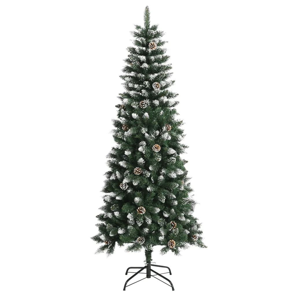 Albero di Natale Artificiale-Albero Natalizio con Base Verde 180 cm PVC 593617