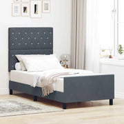 Letto a molle con testiera Grigio scuro 100 x 200 cm Velluto