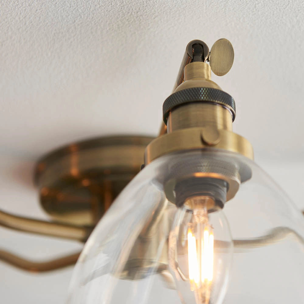 Plafoniera vintage ottone antico 5 luci E14 Endon Hansen