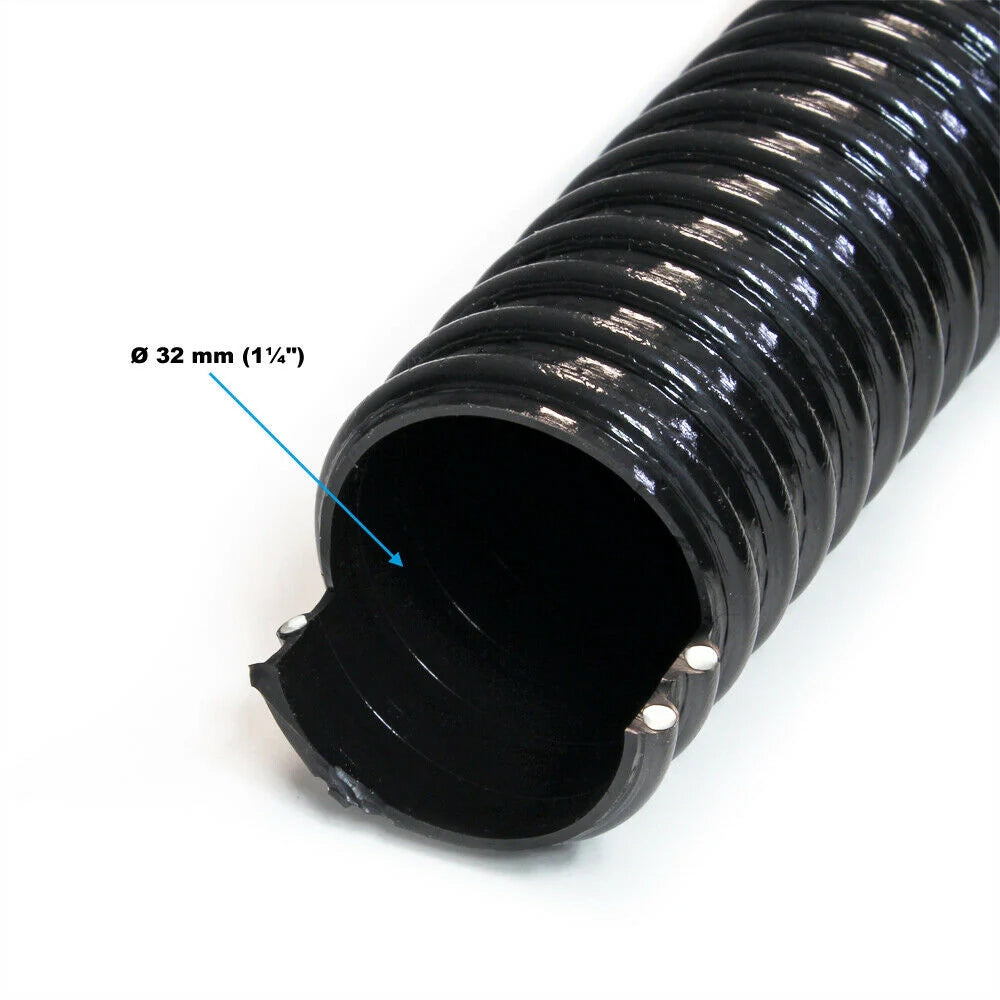 Tubo flessibile a spirale per laghetto da 5 m diametro 32 mm (1 1/4") tubo di aspirazione per laghetto koi nero nero 16_0001598