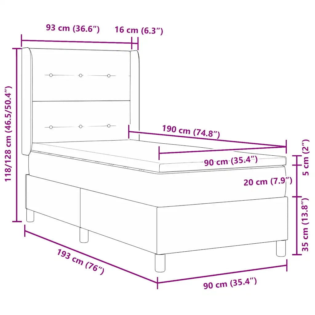 Letto a molle con materasso Rosa 90 x 190 cm Velluto 3341989