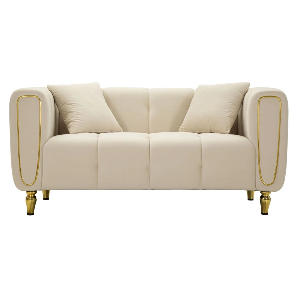 Divano VKH40, Beige, Legno, 81x155x71 cm