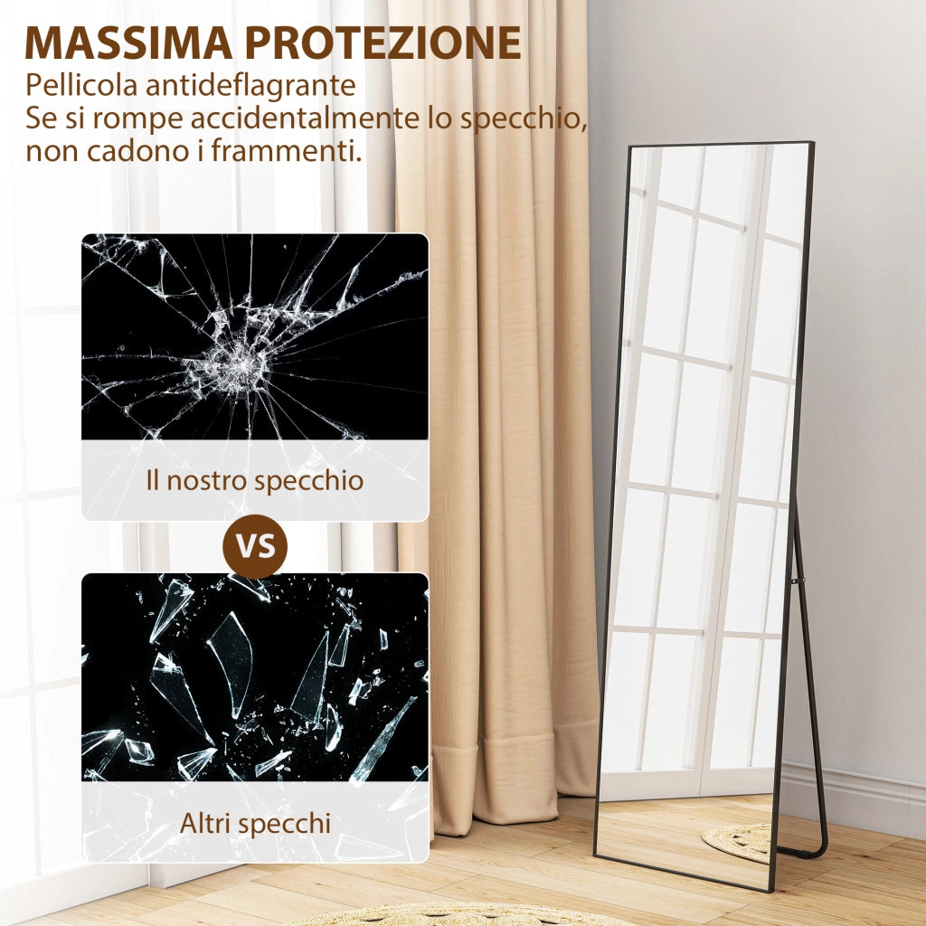 Specchio a Figura Intera ¨C Minimal ¨C Nero, Metallo, 50x2x161.5 cm