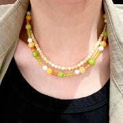 Collana fatta a mano con perline di cristallo di topazio e collana con pietre naturali colorate, regalo di Natale o compleanno.