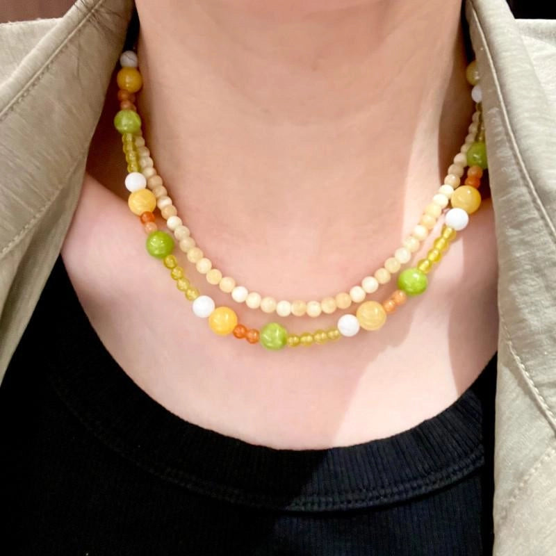 Collana fatta a mano con perline di cristallo di topazio e collana con pietre naturali colorate, regalo di Natale o compleanno.