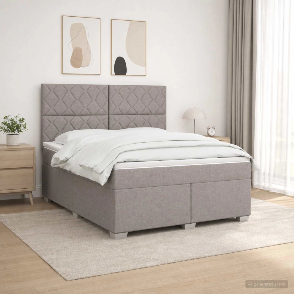 Letto box spring con materasso Tortora 180 x 200 cm Tessuto 3454940
