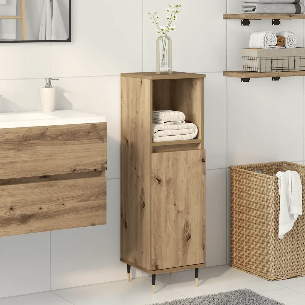 Armadietto da Bagno | Armadio da bagno Rovere Artigianale 30x30x100 cm Truciolato