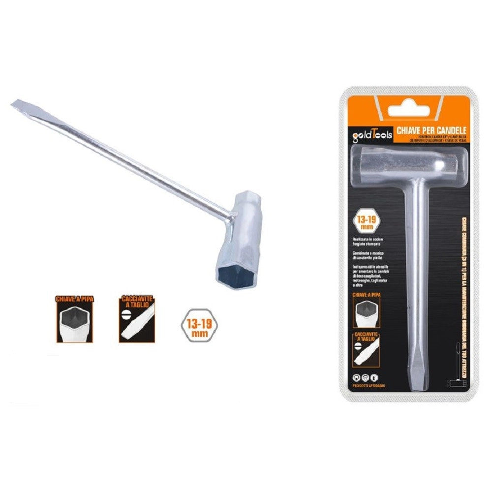Trade Shop - Chiave Combinata Per Candele A Pipa 13-19 Mm Cacciavite A Taglio Motoseghe 57257 -