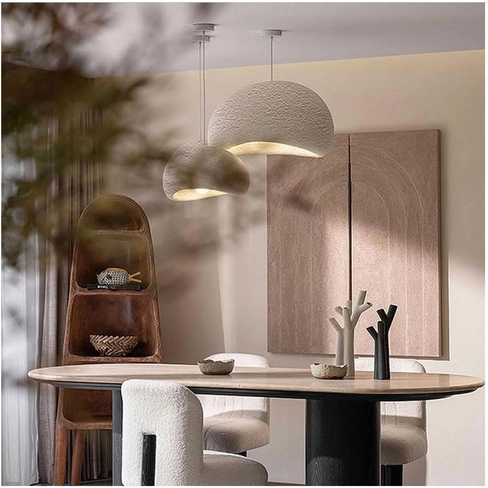 Trade Shop - Lampadario A Sospensione Soffitto Effetto Pietra Bianco ø40/50/60cm Attacco E27 Ip20 B16-b -    -60 Cm   -