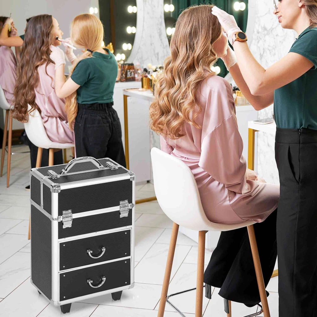 Trolley Porta Trucchi Professionale con Ruote ¨C Xylo ¨C Nero 36x23x52cm