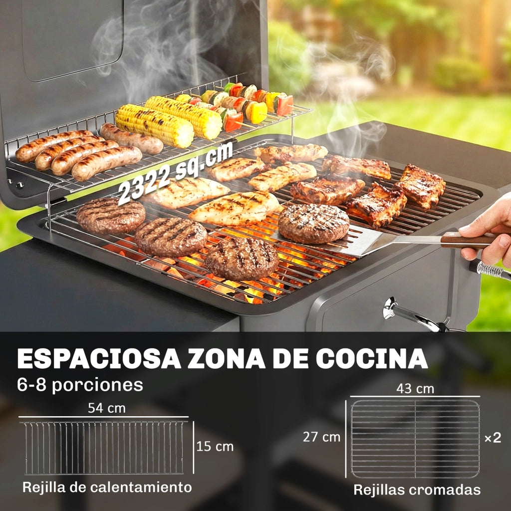Barbecue a Carbone con Griglia, Vassoio e Ruote ¨C Minimal ¨C Grigio, Acciaio, 100x50x80 cm