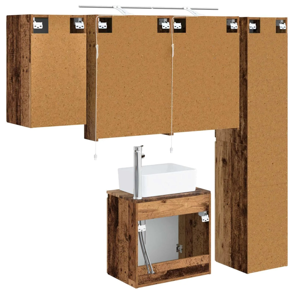 Set di Armadi da Bagno 5 pz Legno antico Legno ingegnerizzato 3407317