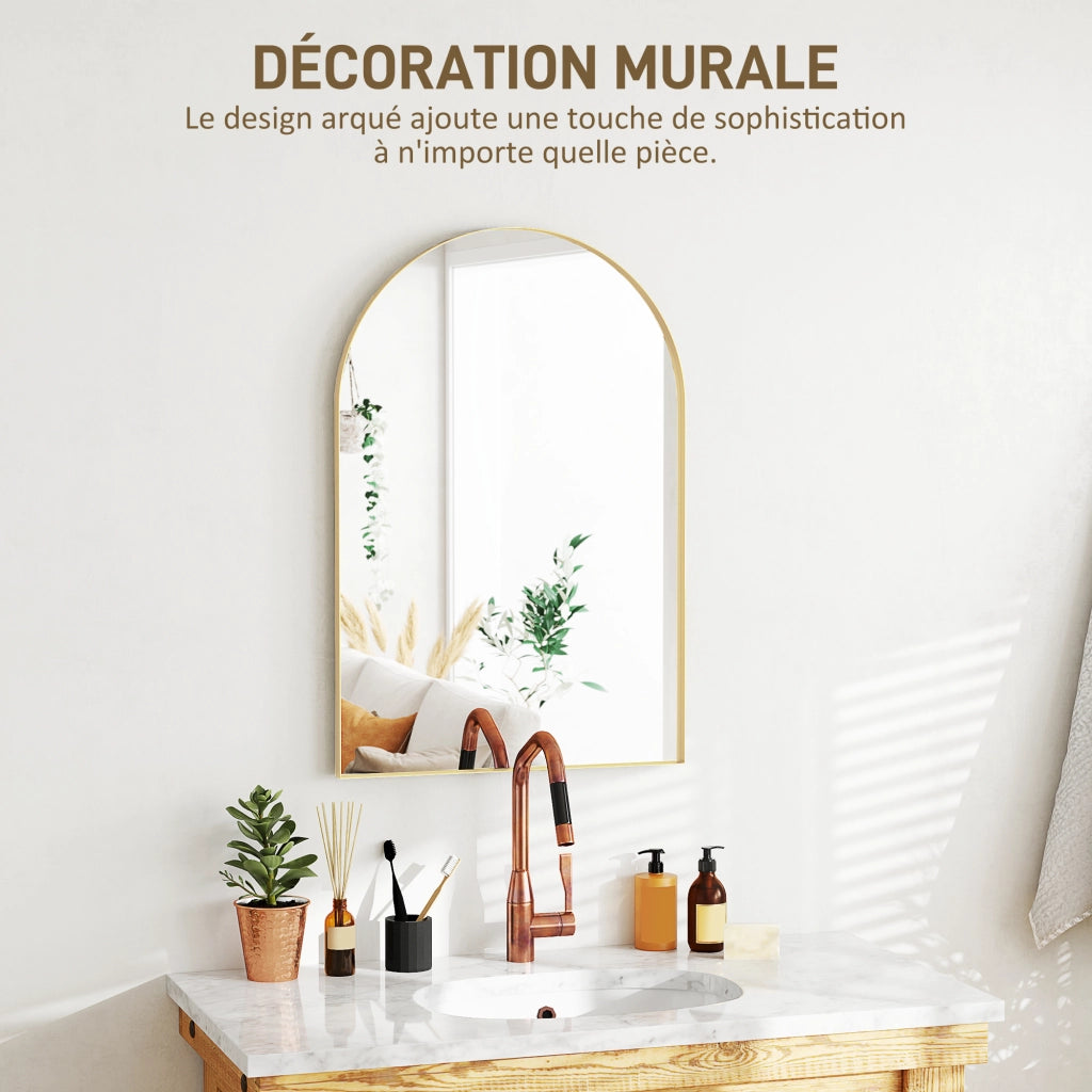 Specchio da parete ad arco ¨C Xylo ¨C Cornice in lega alluminio oro 60x90cm