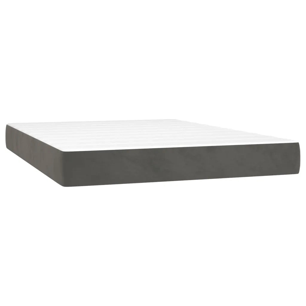Letto a Molle con Materasso e LED Grigio Scuro 140x190 cm 3136060