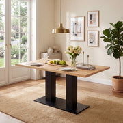 Tavolo allungabile, 140/180 × 70 cm, per 6-8 persone, color rovere, nero