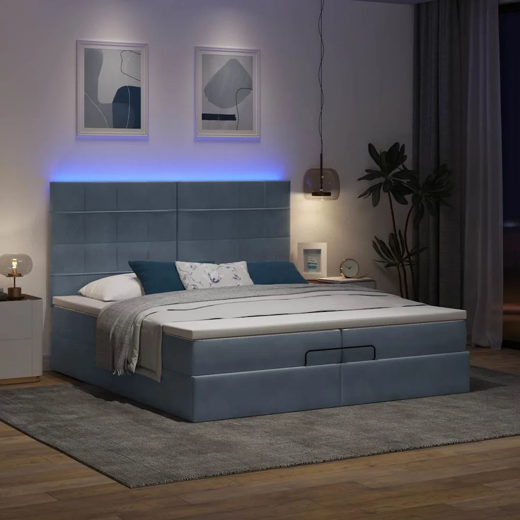 Struttura Letto Pouf con Materassi 200x200 cm Velluto 3314343