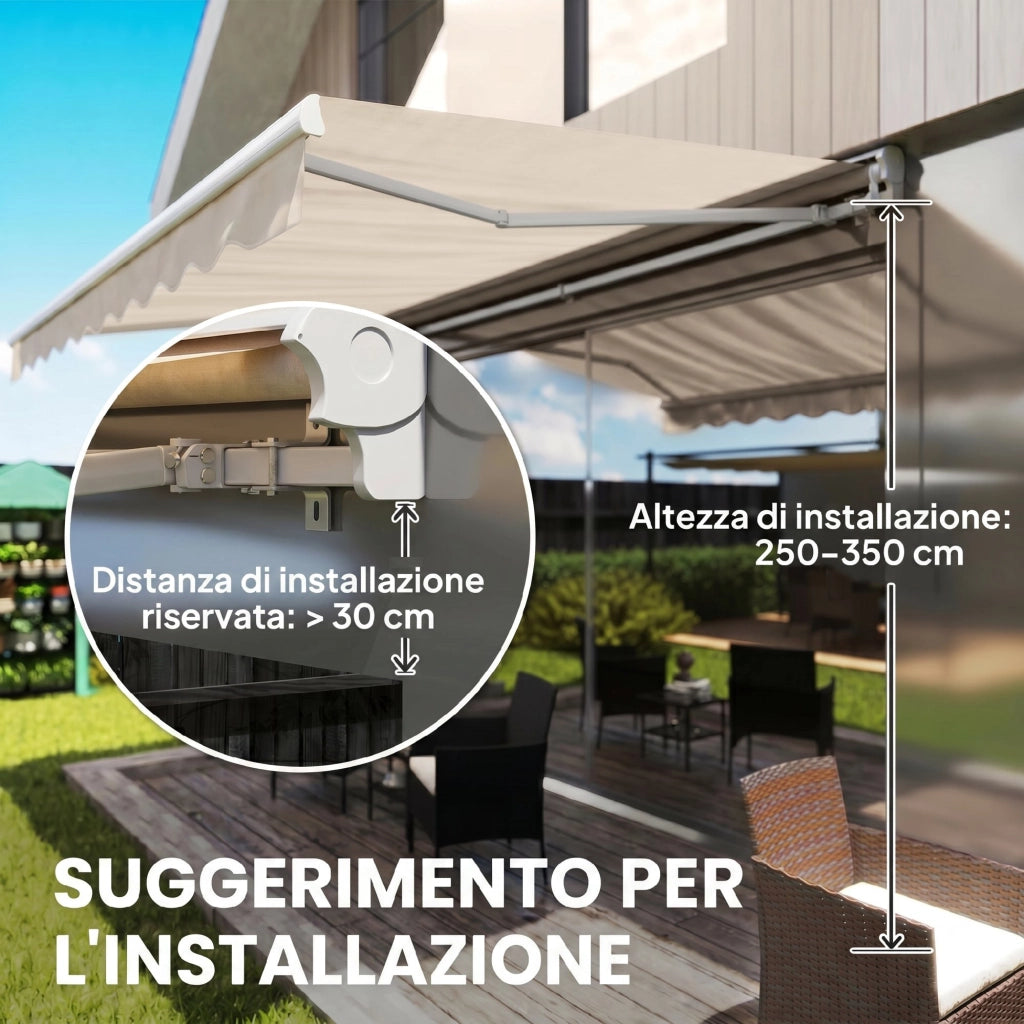 Tenda da Sole Avvolgibile con Manovella ¨C Xylo ¨C Beige 3x2.5m Metallo Poliestere