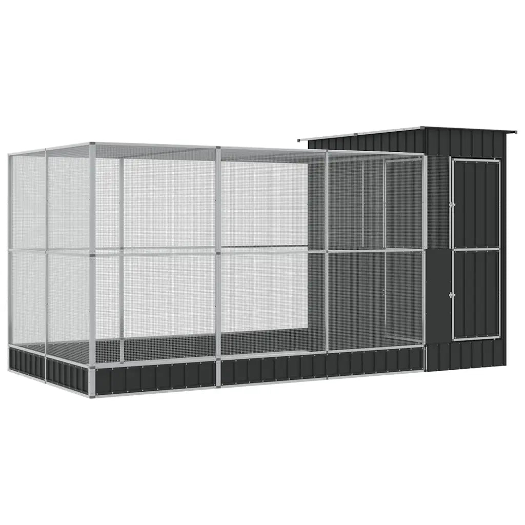 Voliera con Estensione Argento 416x203x216 cm Acciaio