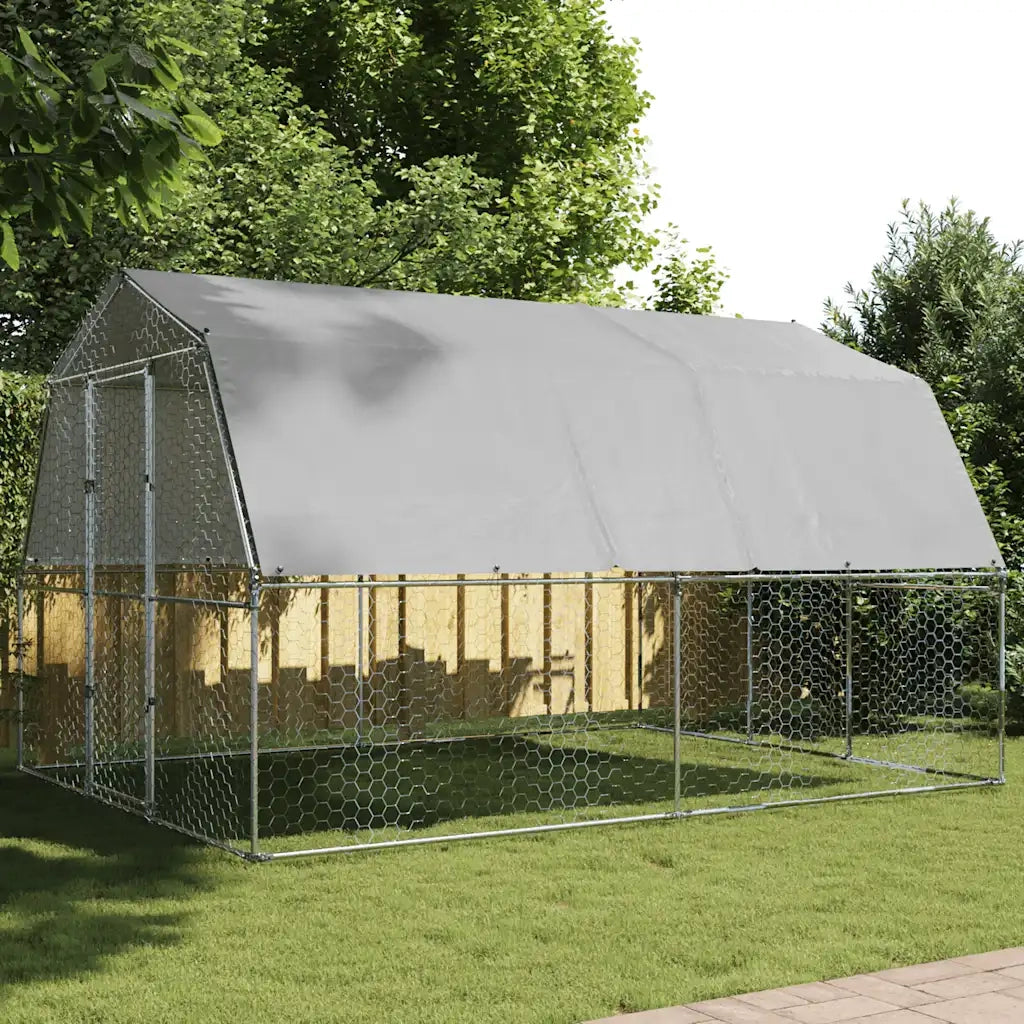 Gabbia per Polli con Tetto e Anta Argento in Acciaio Zincato CFW3328683