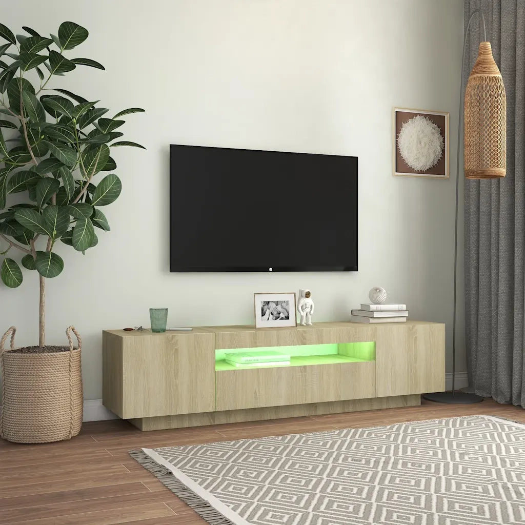 Mobile Porta TV con Luci LED Rovere Sonoma 160x35x40 cm 804430