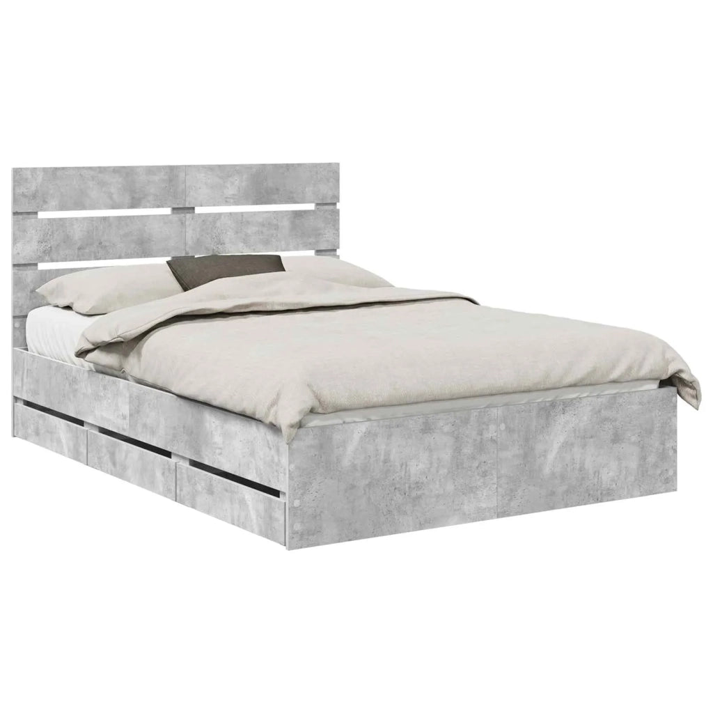 Struttura del letto con cassetto-Giroletto con contenitore-Rete del Letto Grigio cemento 140 x 200 cm 541016