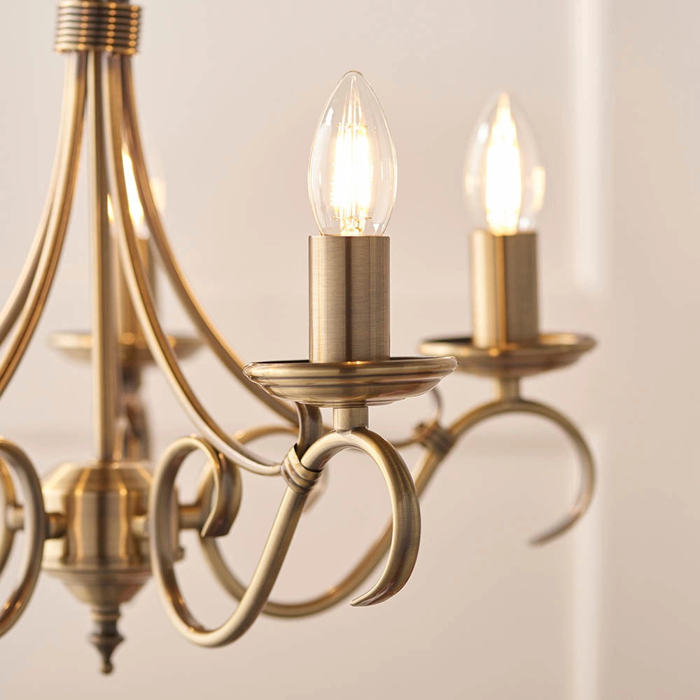 Lampadario Bernice Endon ottone antico 5xE14 dimmerabile