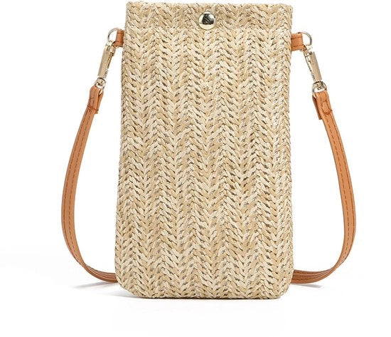Borse a tracolla per donna, borse casual per telefono cellulare, borse a tracolla corrispondenti - Borsa da spiaggia per donna - Borsa per telefono cellulare verticale e semplice - Beige