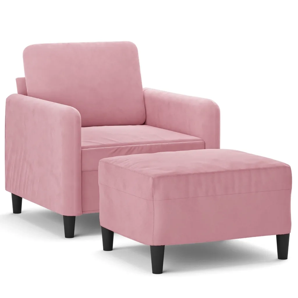 Poltrona con Poggiapiedi Rosa 60 cm Velluto 3201167