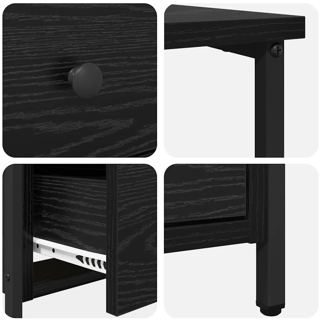 Armadio da Notte con cassetto 2 pcs Rovere nero 30 x 60 x 60 cm 871276