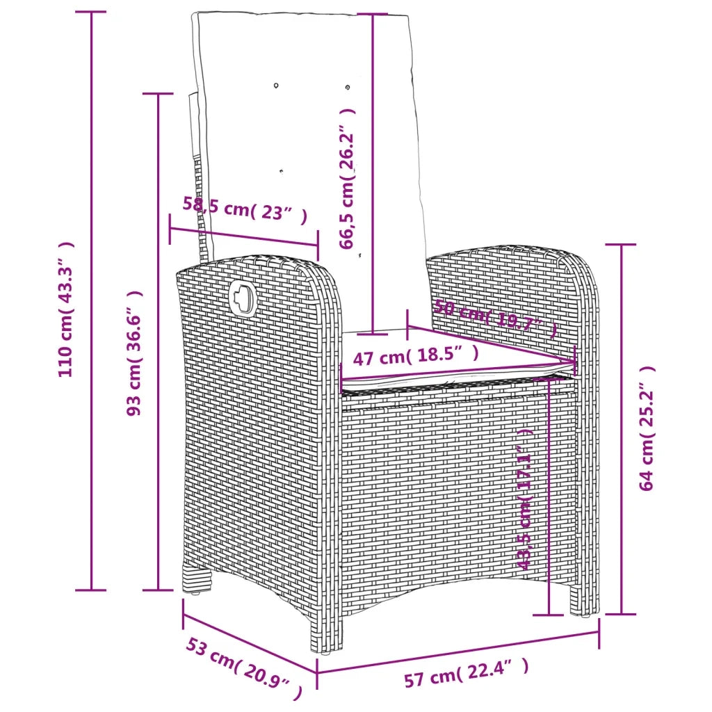 Set da Pranzo da Giardino 5 pz Nero con Cuscini in Polyrattan 3277317