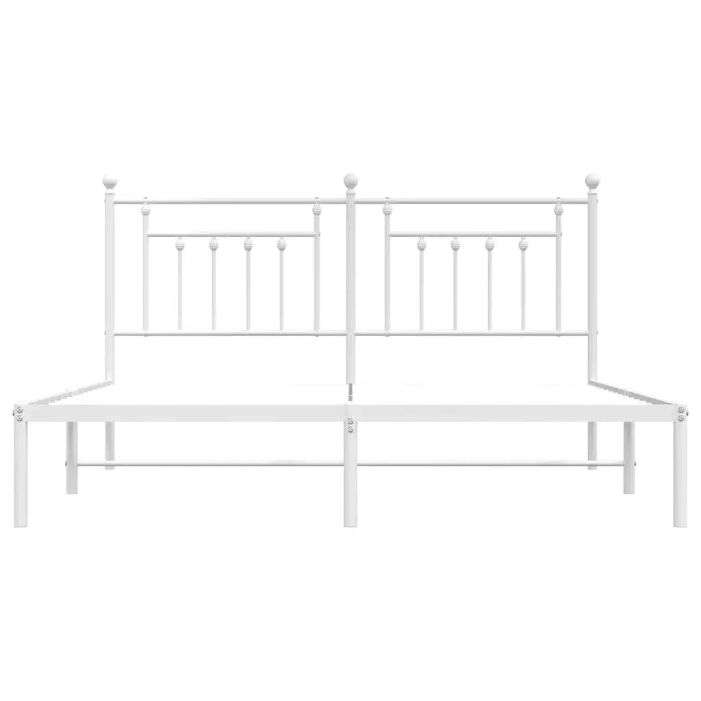 Letto matrimoniale | Letto per adulti | Giroletto con Testiera Metallo Bianco 183x213 cm