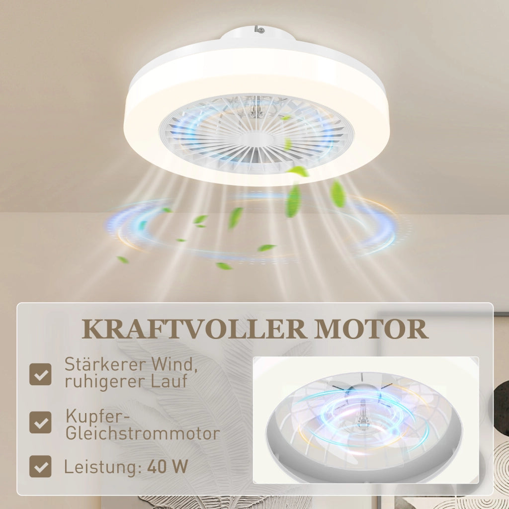 Ventilatore da Soffitto con Luce LED ¨C zephmum ¨C 6 Velocit¨¤, Telecomando, Bianco
