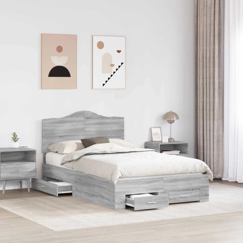 Struttura del letto con testiera Grigio Sonoma 120 x 190 cm 3413635