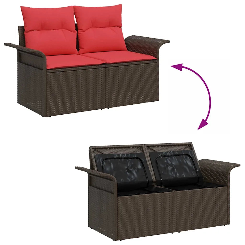 Set Divano da Giardino con cuscino 4 pcs Marrone polyrattan 3353983