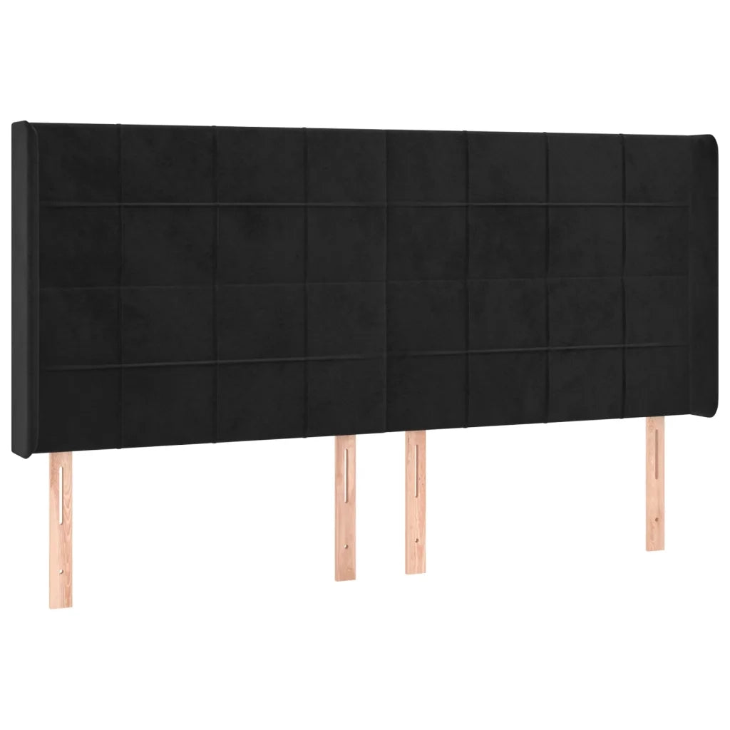 Testiera a LED Nera 183x16x118/128 cm in Velluto 3124110