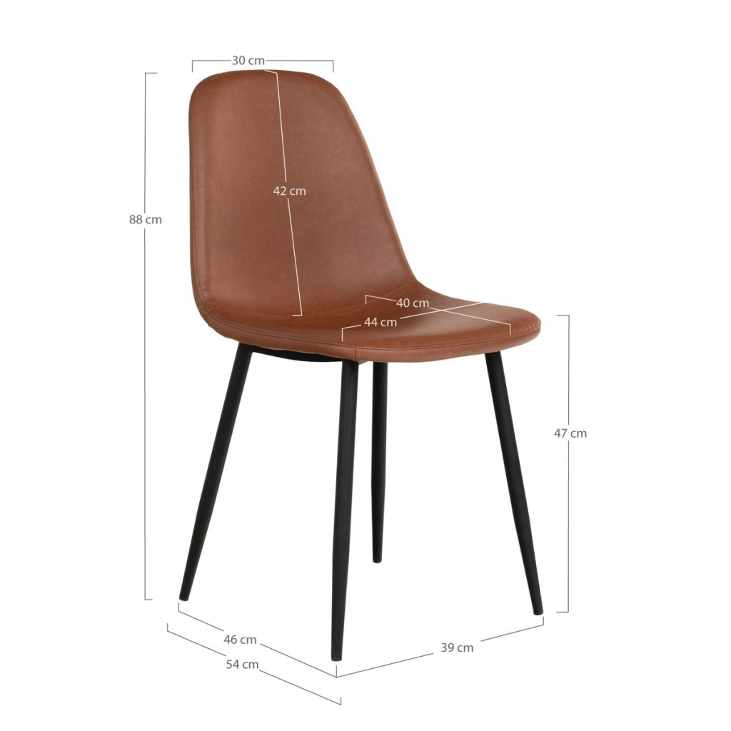 Set di 2 Sedie Stockholm, Marrone, Similpelle, 54x44x88 cm