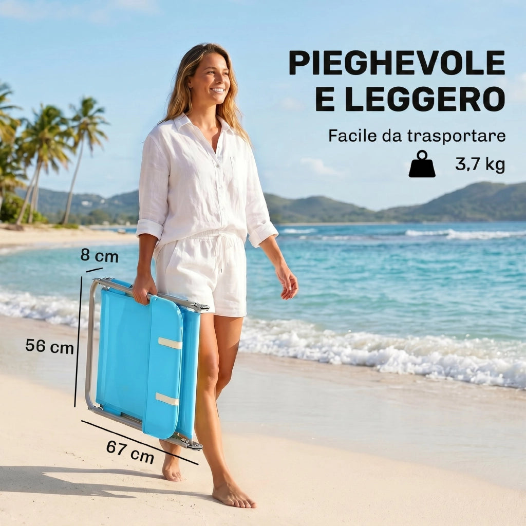 Lettino Pieghevole con Schienale Reclinabile e Cuscino ¨C Minimal ¨C Grigio 182x56x24.5 cm