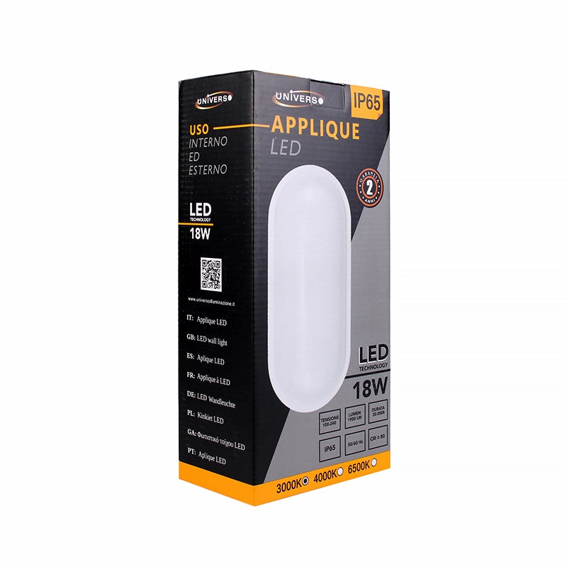 APPLIQUE LED DA PARETE IP65 LUCE CALDA 3000K - DESIGN OVALE PER GIARDINI E FACCIATE ESTERNE